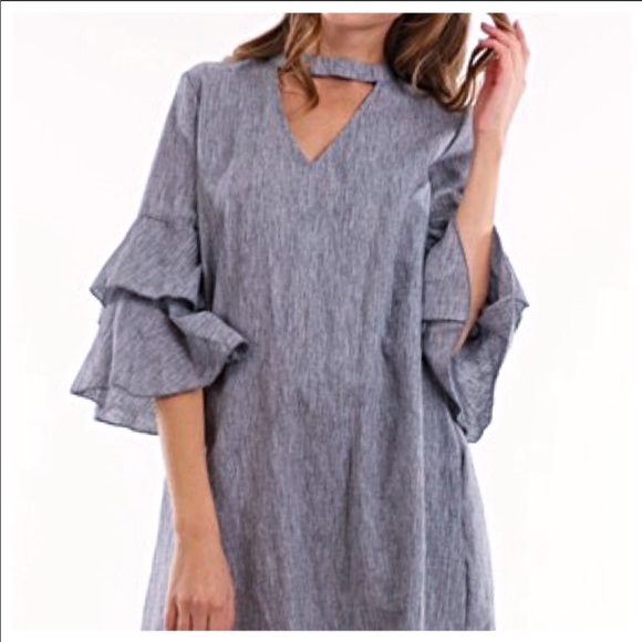 Linen Ruffle Dress - Picture 1 of 3